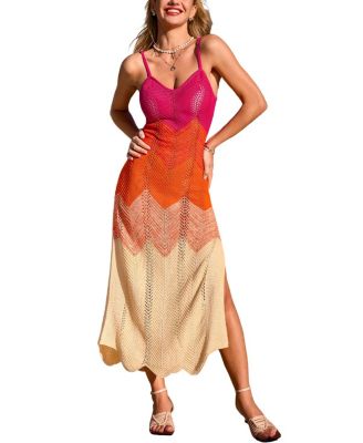 Women's Sun Belt Striped Cover-Up Midi Beach Dress