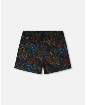 Boys Swim Trunks Black Dinosaur Print