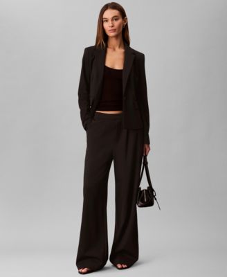 Women's Notch Lapel Collar Ponte Slim Blazer