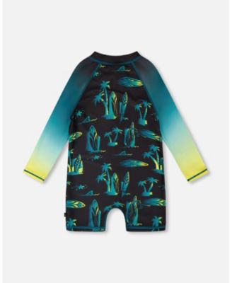 Baby Boys One-Piece Long Sleeve Rashguard Surf Print