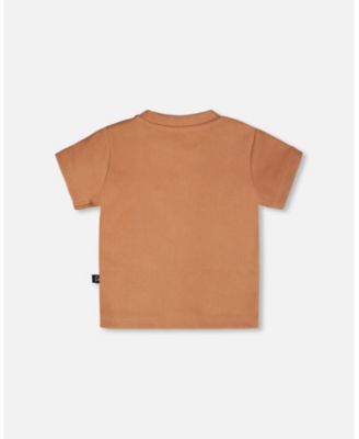 Baby Boys Cotton Rib Jersey T-Shirt and Cotton Jersey Short Set Caramel and Zebra Print