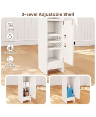 Space-Saving Corner Bathroom Slim Cabinet with Door and Adjustable Shelf
