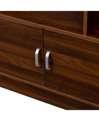 70.87" Tall Bookshelf with 10 Cubes and 3 Doors, 4-Tier Bookshelf, Open Shelf Bookcase with Cabinet, Modern Cube Storage Organizer