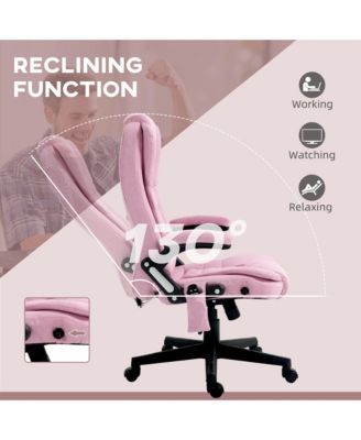6 Point Vibrating Massage Office Chair with Heat Linen High Back Executive Recliner