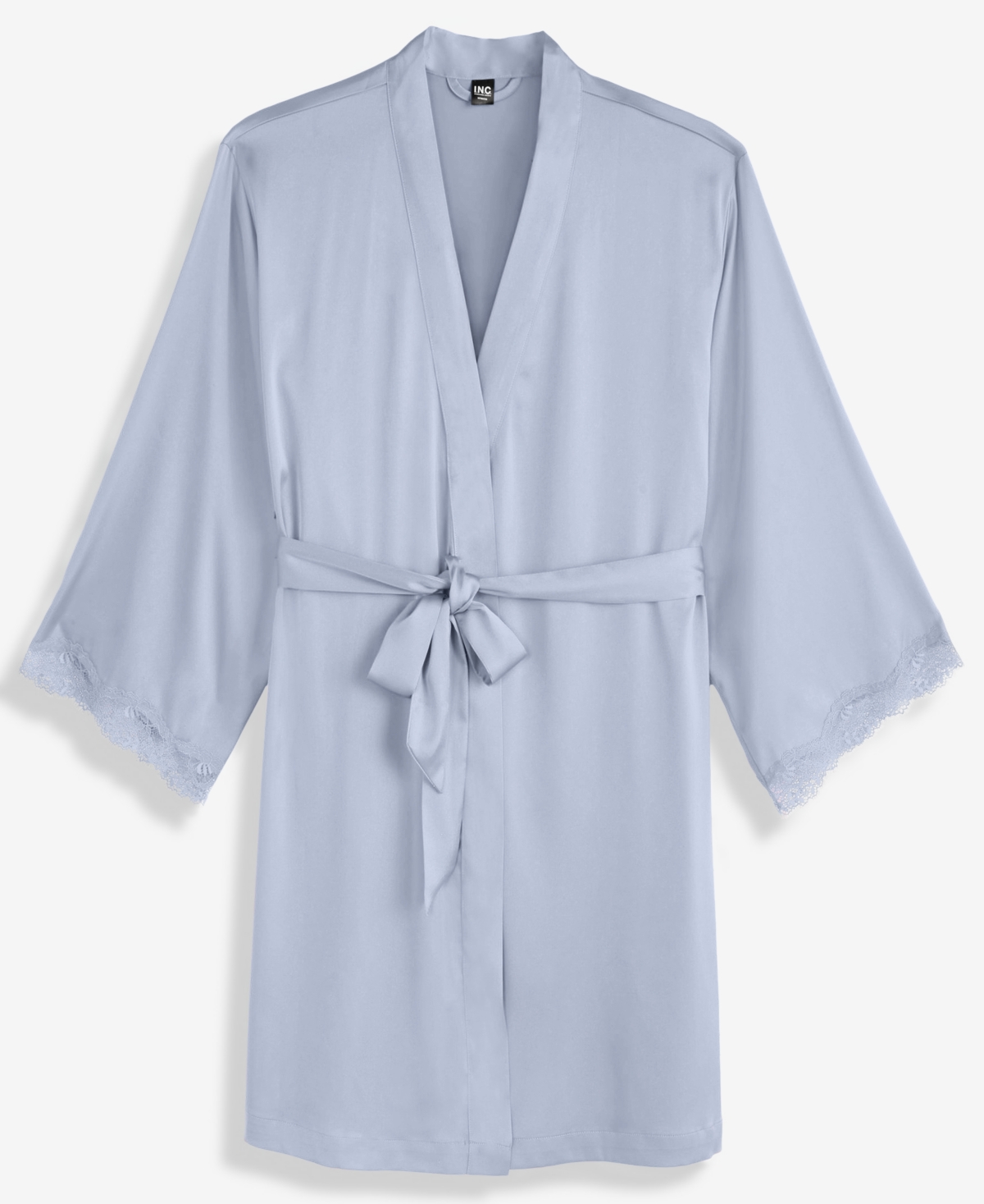 I.n.c. International Concepts Women's Lace-Trim Stretch Satin Robe, Created for Macy's