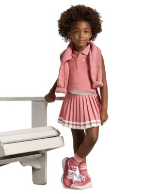 Girls' 2-6X Stretch Mesh Half-Zip Boxy Polo Shirt