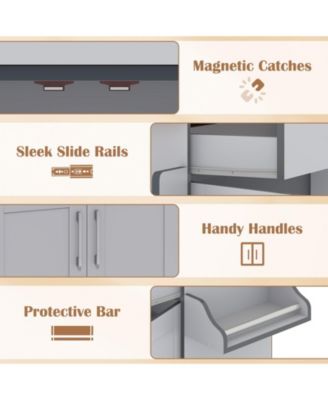 Kitchen Island Cart with Towel Rack and Spice Rack