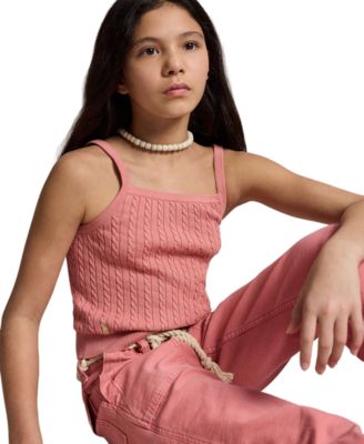Girls' 7-16 Mini-Cable Square Neck Tank Top