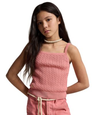 Girls' 7-16 Mini-Cable Square Neck Tank Top