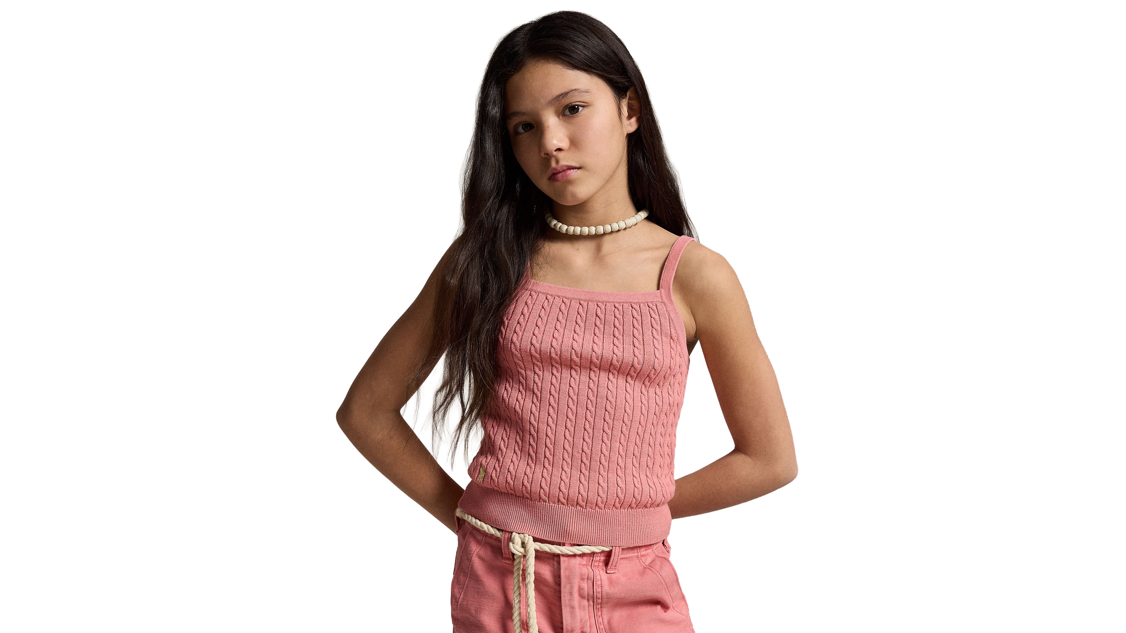 Polo Ralph Lauren Girls' 7-16 Mini-Cable Square Neck Tank Top