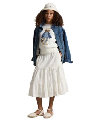 Girls' 7-16 Polo Bear Crewneck Sweater