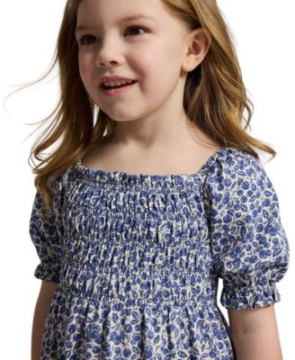 Girls' 2-6X Blueberry-Print Square Neck Jersey Dress
