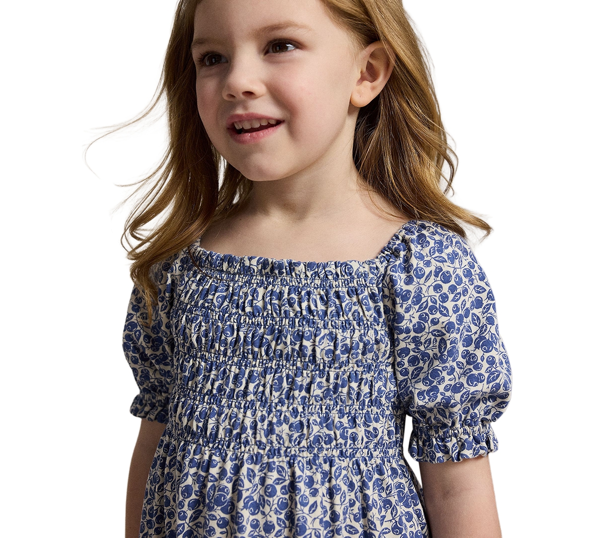 Polo Ralph Lauren Girls' 2-6X Blueberry-Print Square Neck Jersey Dress