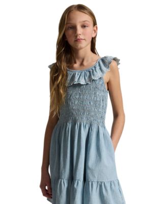 Girls' 7-16 Blueberry-Overlay Round Neck Dress