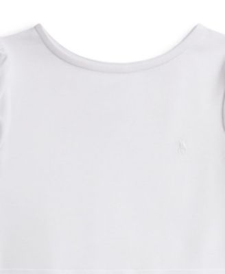 Girls' 7-16 Round Neck Pleated Stretch Ponte Dress