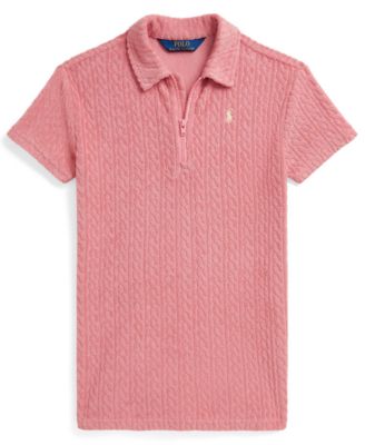 Girls' 2-6X Cable Terry Quarter-Zip Polo Dress