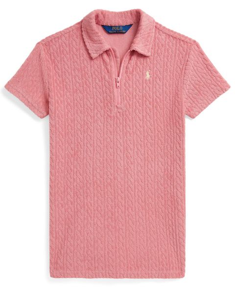 Платье Polo Ralph Lauren Cable Terry Quarter-Zip Polo Dress для девочек, цвет: Пустынный розовый