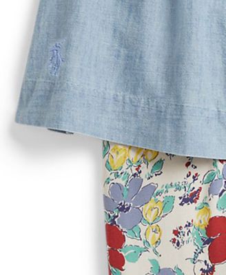 Girls' 2T-6X Cotton Chambray Top and Jersey Pants, 2-Piece Set