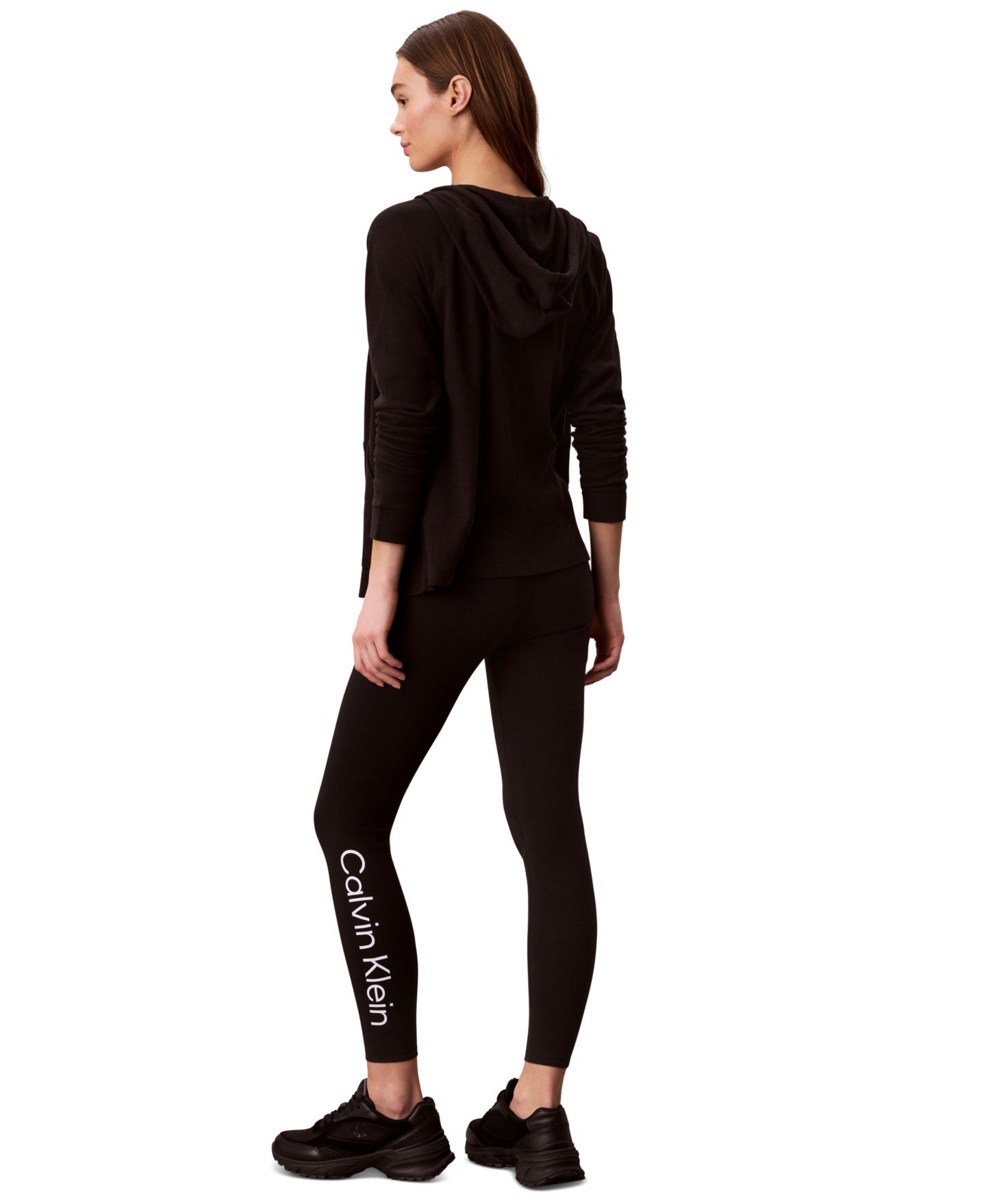 Женские леггинсы Calvin Klein Performance High-Rise Cotton Logo, цвет: Чёрный — фото 4