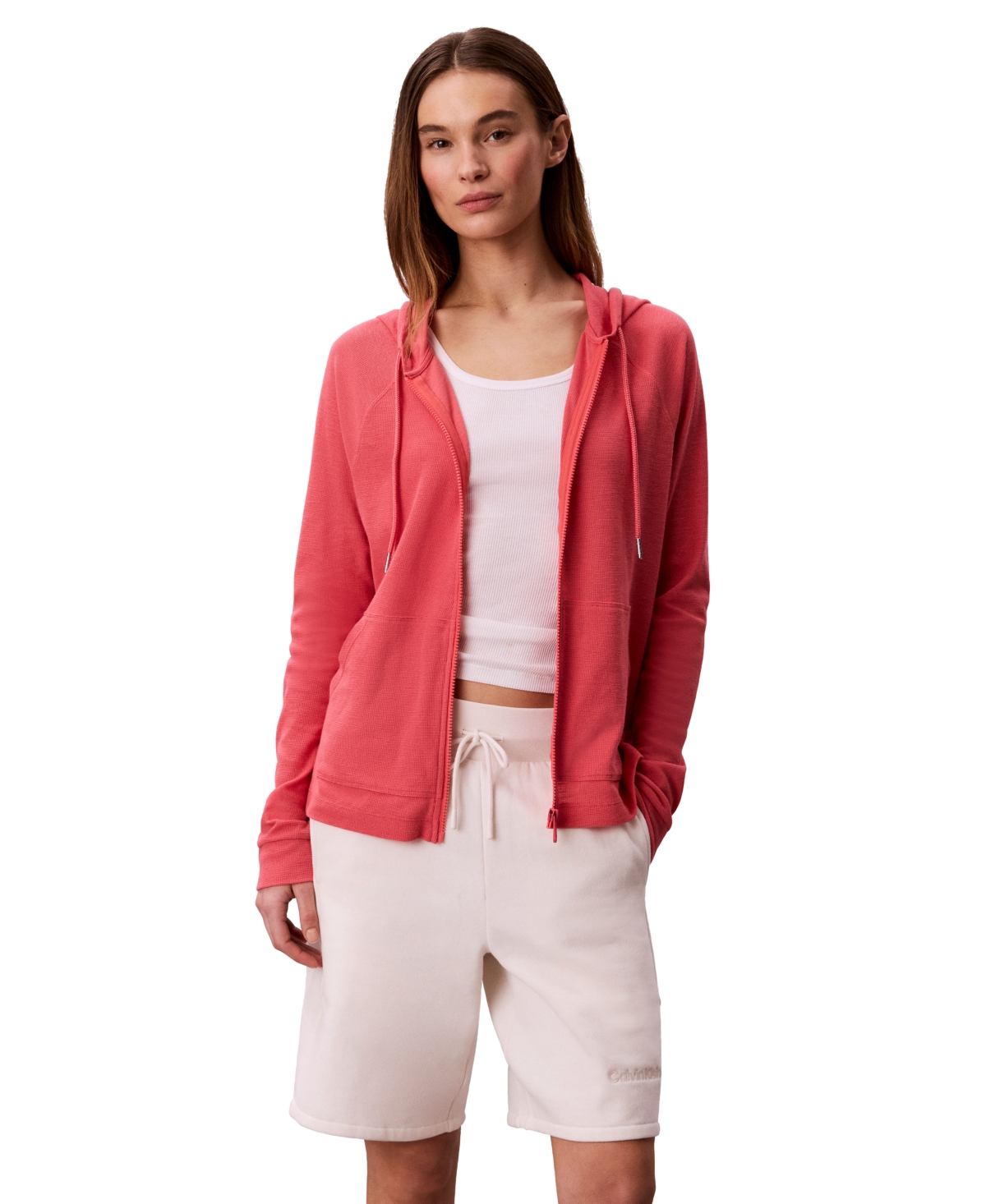 Calvin Klein Performance Women's Icon Sport Full Zip Lightweight Jacket - Wine Blossom
