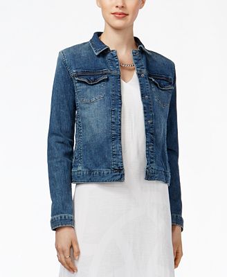 Armani Exchange Dark Blue Wash Denim Jacket - Jackets - Women - Macy&39s