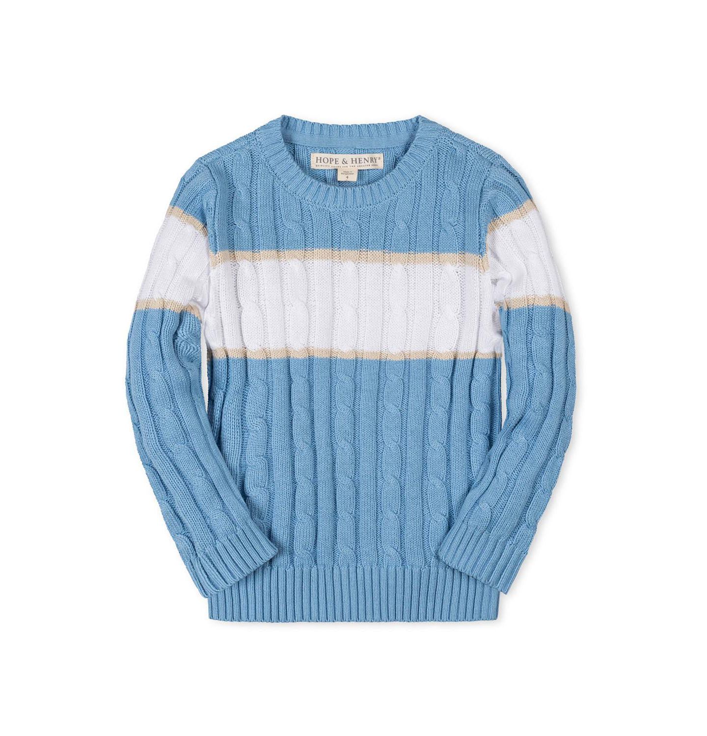 Свитер Hope & Henry Organic Cable Crewneck Pullover Sweater для мальчиков-малышей, цвет: Полосатый — фото 1