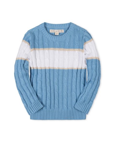 Свитер Hope & Henry Organic Cable Crewneck Pullover Sweater для мальчиков-малышей, цвет: Полосатый