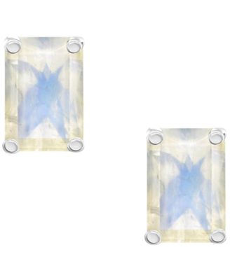 Moonstone (1-1/3 ct. t.w.) Stud Earrings in 14k White Gold (Also Available in White Topaz)
