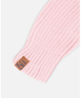 Girl Ribbed Knit Mittens Pale Pink - Toddler Child