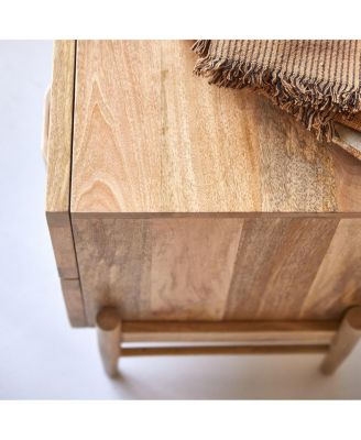 Solid mango wood and rattan bedside table