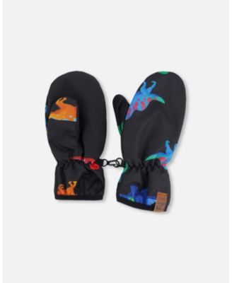 Baby Boy Mid-Season Mittens in Polyester Dinosaur Print