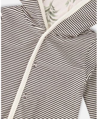 Baby Boys Cotton Jersey Reversible Hooded Jacket Beige Zebra Print