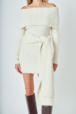 Women's Off Shoulder Sweater Mini Dress
