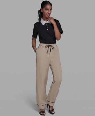 Women's Mid-Rise Contrast Trim Pants