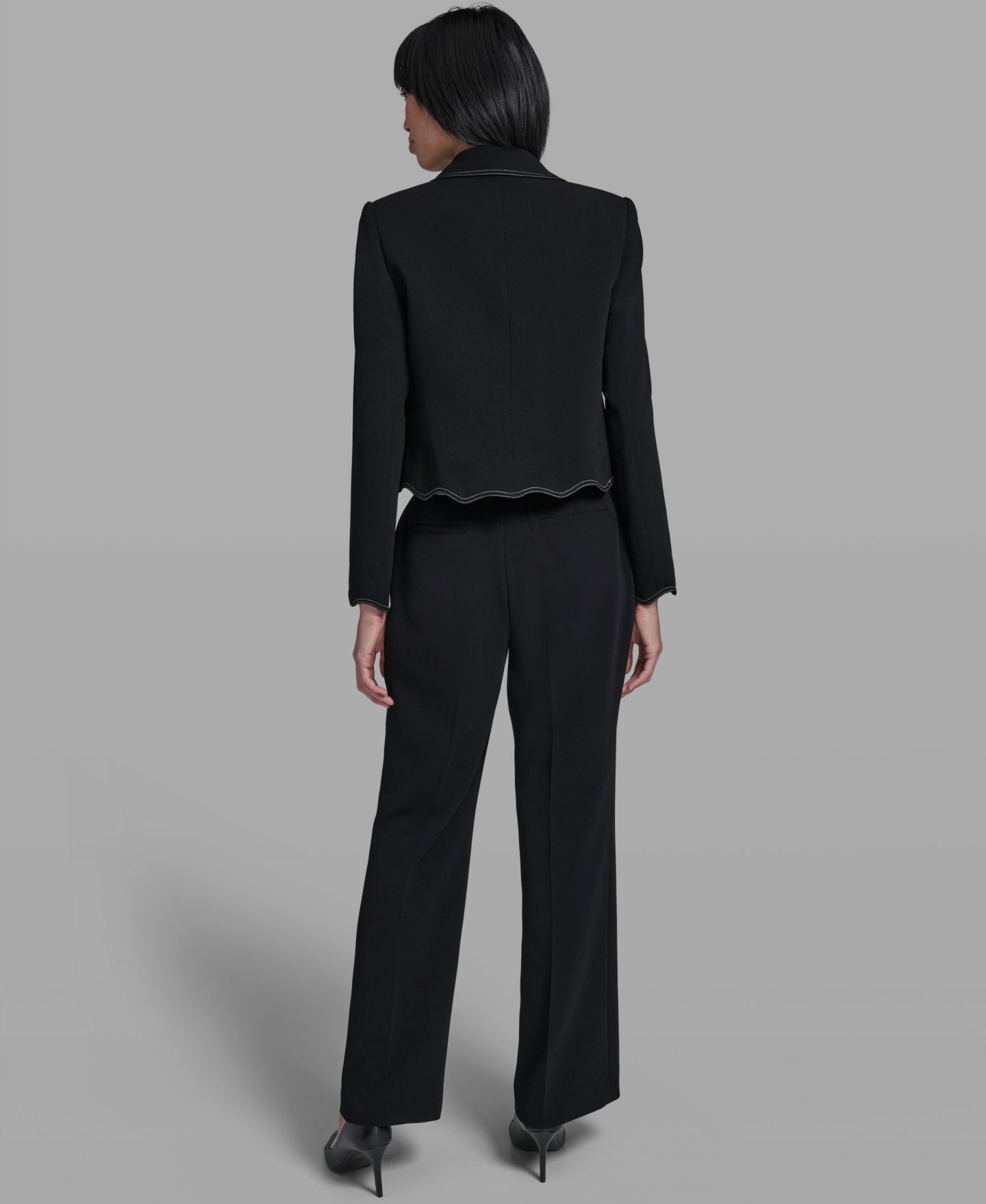 Женская куртка KARL LAGERFELD PARIS Collared Long-Sleeve Jacket, цвет: Чёрный — фото 5