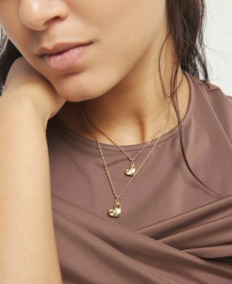 18K Gold Double Plated Necklace with Two Hearts