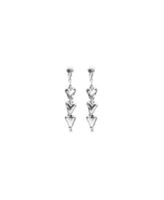 Sterling Silver Plated Heart Shaped Long Earrings