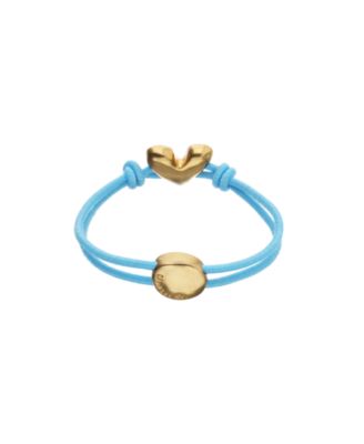 Blue Elastic Thread 18K Gold Plated Bracelet with Heart