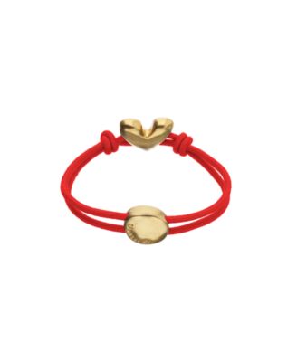 Red Elastic Thread 18K Gold Plated Bracelet with Heart