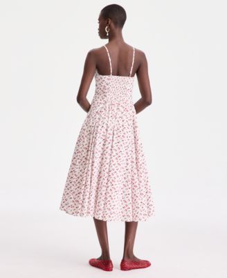 Women's Square-Neck Seamed Fit & Flare Midi Dress