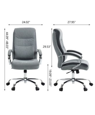 High Back Cotton Office Chair with Wide Seat & Height Adjustment, Grey
