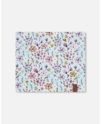 Baby Girls Stretch Jersey Neck Tube Blue Mini Flower Print