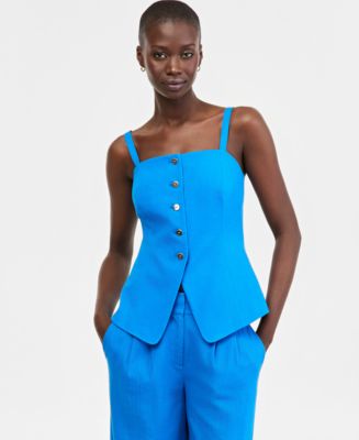 Tahari ASL Women's Linen-Blend Spaghetti-Strap Vest - Macy's