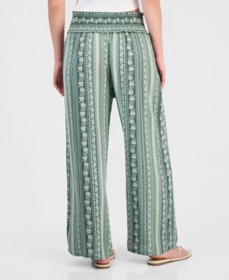Juniors' Printed Wide-Leg Pants