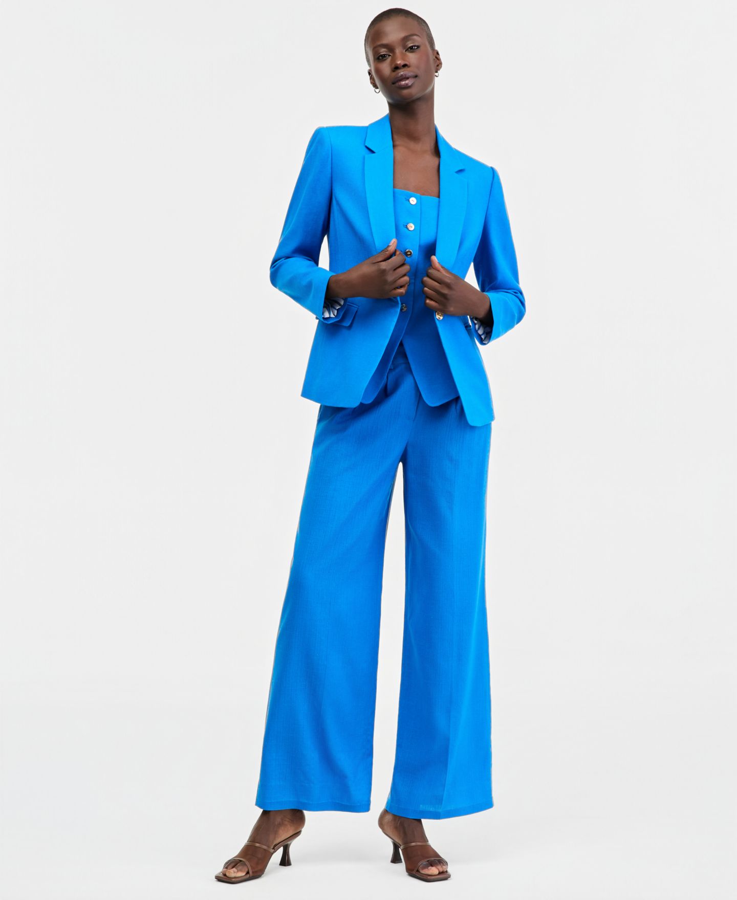 Женский пиджак Tahari ASL Petite One-Button Lapel Collar Blazer, цвет: Синий — фото 2