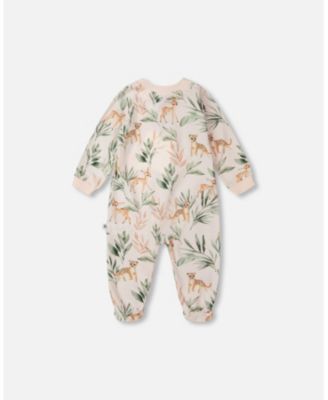 Baby Girls Cotton Jersey One-Piece Pyjama Peach Deer Print