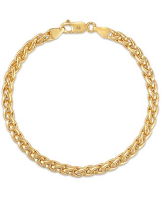 Wheat Link Chain Bracelet in 14k Gold-Plated Sterling Silver