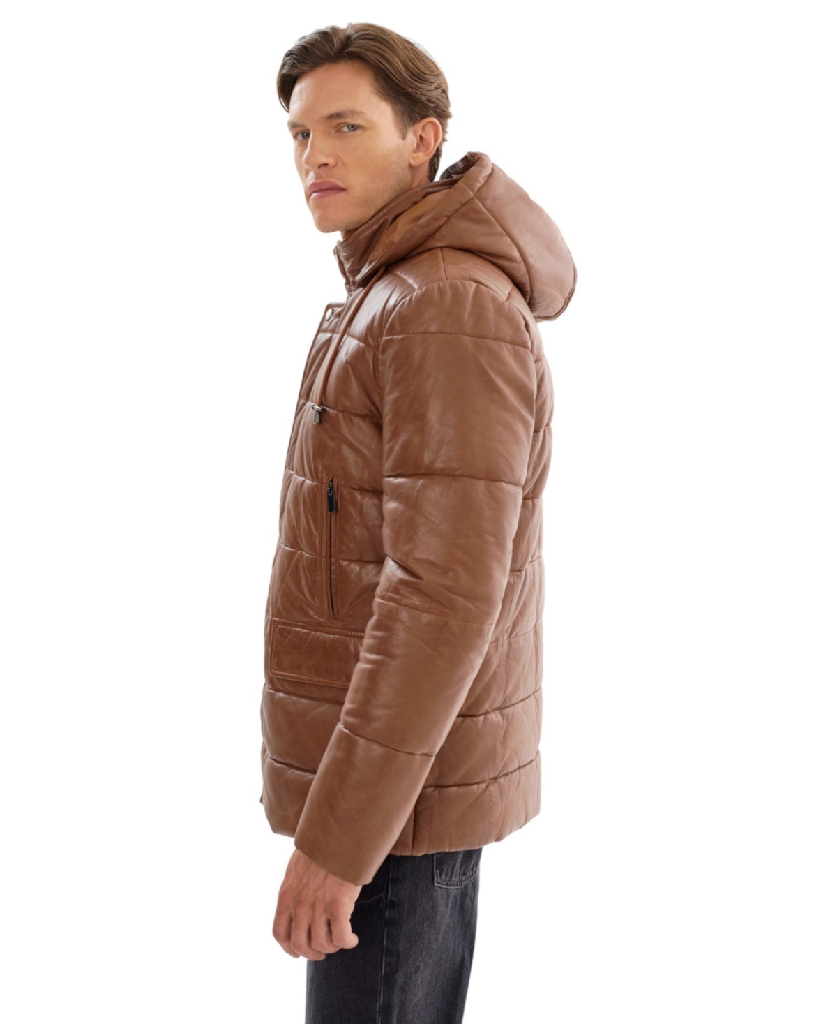 Regency Leathers Men's Clifton 3/4 Puffy with Hood Lamb Largo