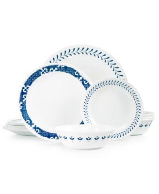 Corelle - Uptowne Blue Sannois Collection 16-Pc. Dinnerware Set