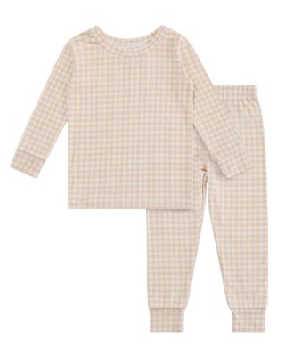 Toddler Boys Sandstone Gingham Pajama Set